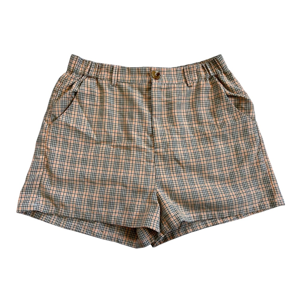 Cloud Ten Tan Plaid High Waist‎ Shorts Womens Medium
